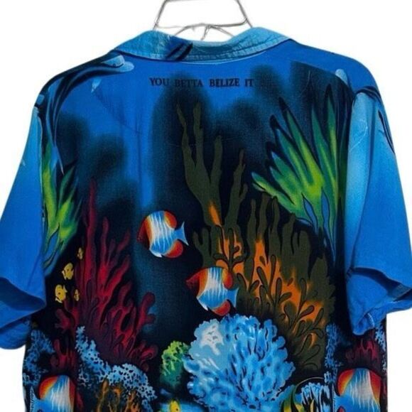 Island Expressions Button-up Shirt Men's Medium Multicolor You Betta Belize It - Picture 8 of 14